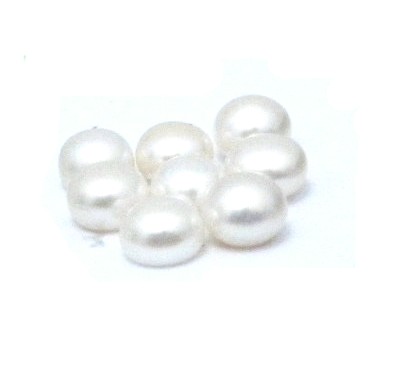 White 6-6.5mm Half Drilled Button Single Pearls